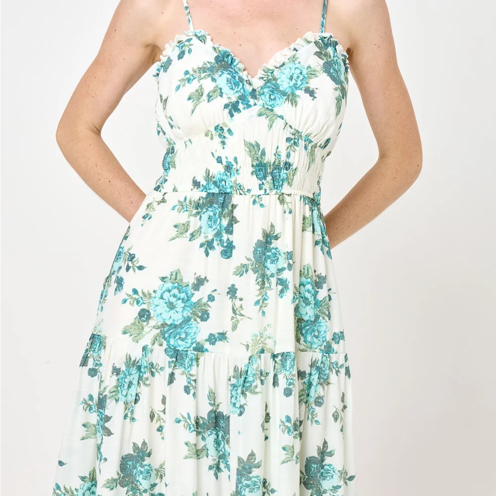 Trixxi Floral Print Tiered Midi Dress